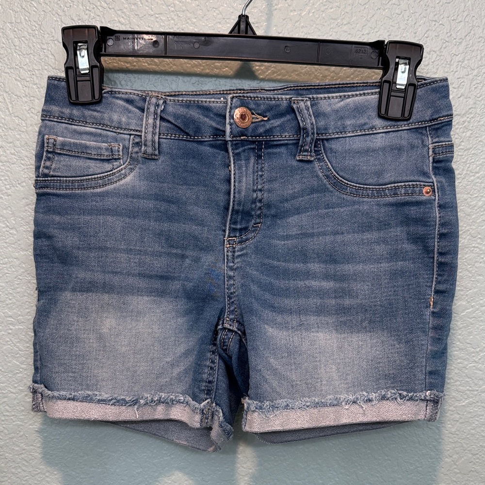 Girls Light Blue Denim Roll-Cuff Shorts
